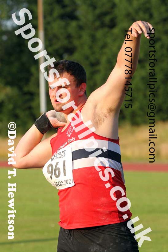 Shot putt, 2021 North East Grand Prix 5, Monkton, Wednesday, July 21st. Photo: David T. Hewitson/Sports for All Pics